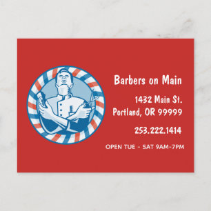 Retro Barbershop Badge Postcard