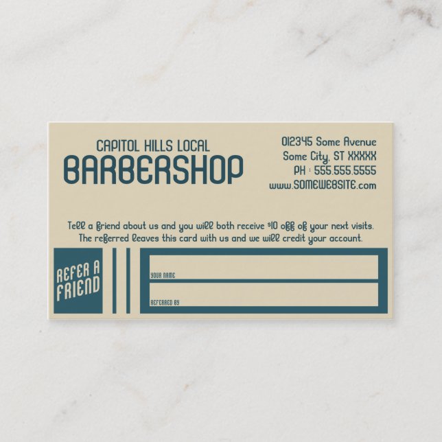 retro barbershop referral program (Front)