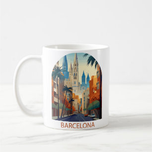 Retro Barcelona Vintage Travel Illustration Coffee Mug