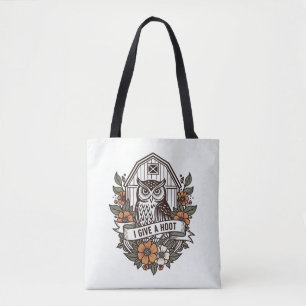 Retro barn owl 'I give a hoot' design Tote Bag