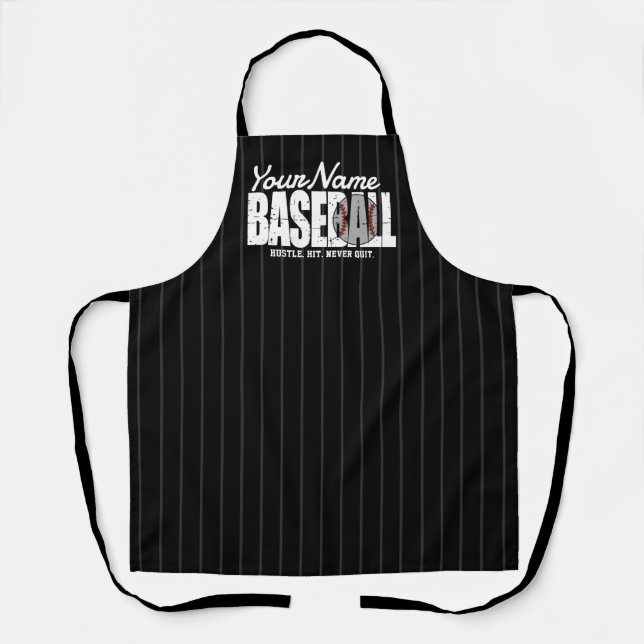 Retro Baseball ADD NAME Pinstripe Team Player Apron (Front)