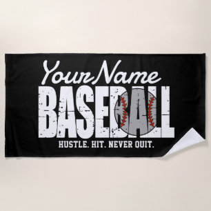 Retro Baseball ADD NAME Pinstripe Team Player Beach Towel