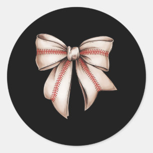 Retro Baseball Bow Classic Round Sticker