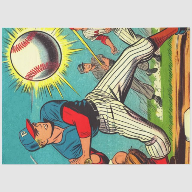Retro Baseball Comics Tissue Paper (Front)
