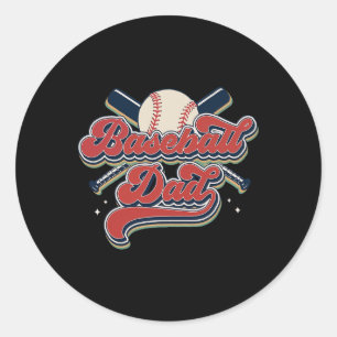 Retro Baseball Dad Happy Fathers Day For Men Sport Classic Round Sticker