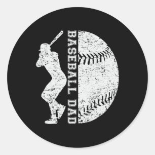 Retro Baseball Dad Happy Fathers Day For Men Sport Classic Round Sticker