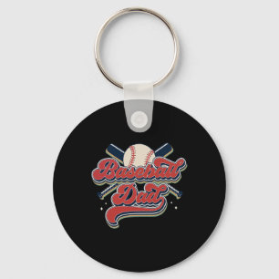 Retro Baseball Dad Happy Fathers Day For Men Sport Key Ring