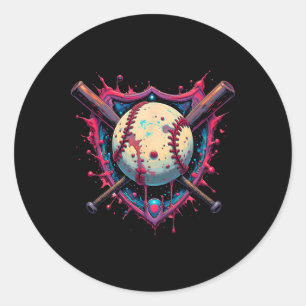Retro Baseball Home Plate Men Women Kids Classic Round Sticker