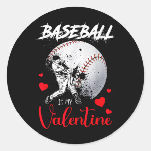 Retro Baseball Is My Valentine Baseball Ball Valen Classic Round Sticker
