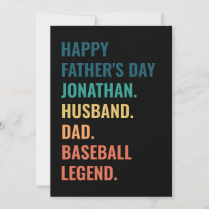 Retro Baseball Legend Personalised Father's Day  Holiday Card