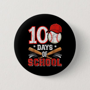 Retro Baseball Lovers Boys 100th Day Of School Pla 6 Cm Round Badge