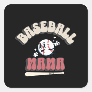 Retro Baseball Mama Square Sticker