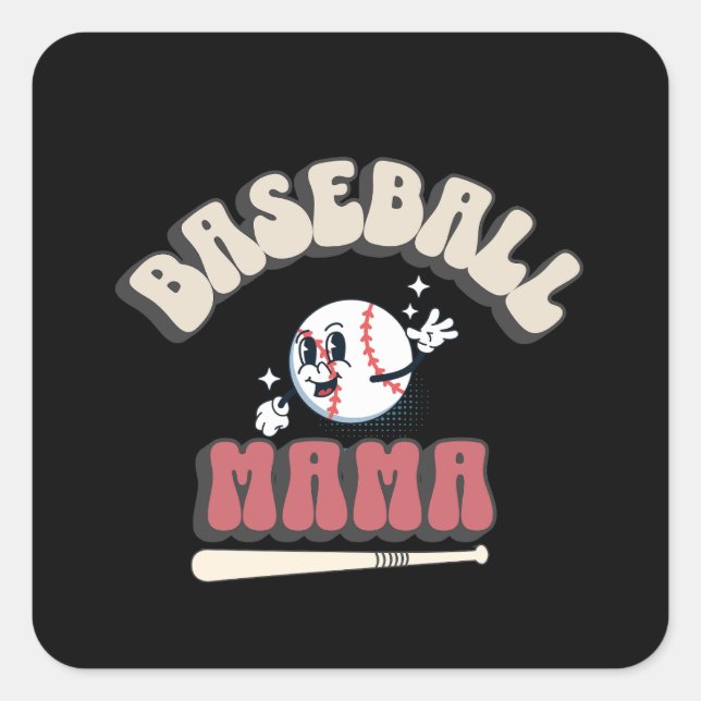 Retro Baseball Mama Square Sticker (Front)