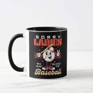 Retro Baseball Mascot My Heart Belongs to Baseball Mug