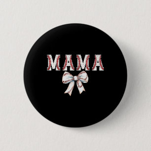 Retro Baseball Mum Bow Baseball Mama Bow Cute Base 6 Cm Round Badge