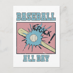 Retro Baseball Player Quote - Baseball All Day  Postcard