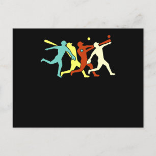 Retro Baseball Players USA Flag Sports Lover Coach Postcard
