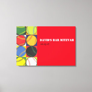 Retro Baseball Sign-In Canvas Board Print