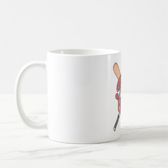 Retro Baseball Softball Fan Design Coffee Mug (Left)