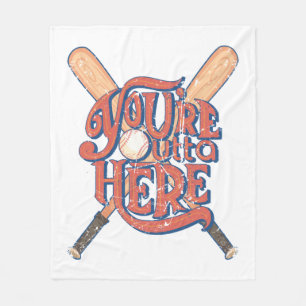 Retro Baseball Softball Fan Design Fleece Blanket