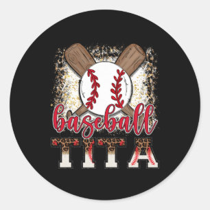 Retro Baseball Tita Leopard Proud Ball Tita Classic Round Sticker