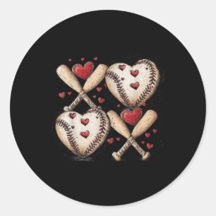 Retro Baseball Valentines Day Xoxo Funny Kids Boys Classic Round Sticker