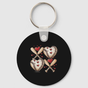Retro Baseball Valentines Day Xoxo Funny Kids Boys Key Ring