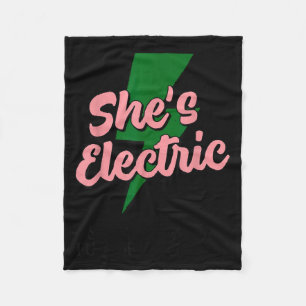 Retro Basic Lightning Quote She Electric Funny Sim Fleece Blanket