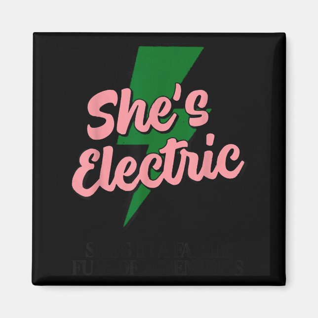 Retro Basic Lightning Quote She Electric Funny Sim Magnet (Front)