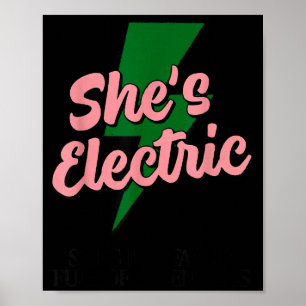 Retro Basic Lightning Quote She Electric Funny Sim Poster