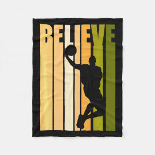Retro basketball believe birthday boy mens dad mot fleece blanket
