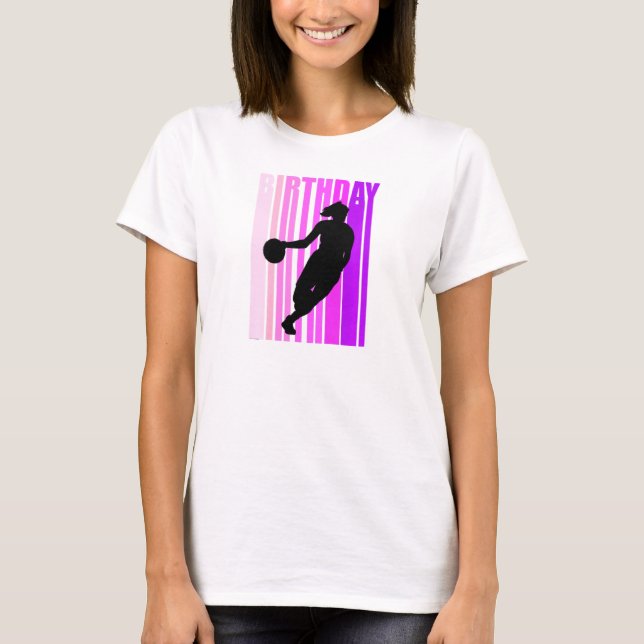 Retro Basketball Birthday Cute Kids Girl Womens Co T-Shirt (Front)