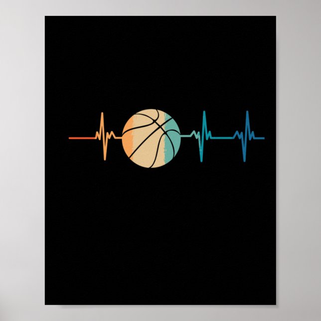 Retro Basketball Heartbeat  Poster (Front)