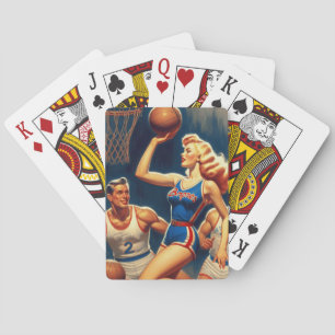 Retro Basketball Illustration Playing Cards
