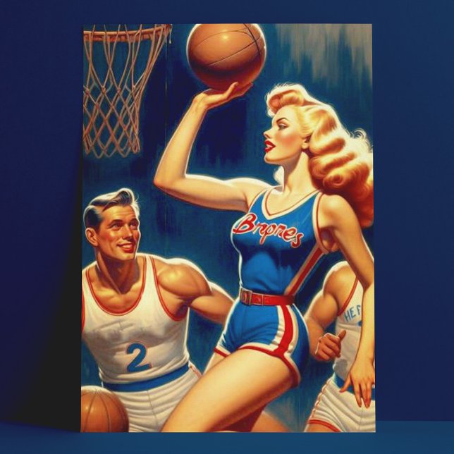 Retro Basketball Illustration Postcard (Creator Uploaded)