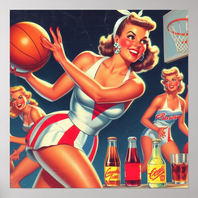 Retro Basketball Pin-up Poster (Front)