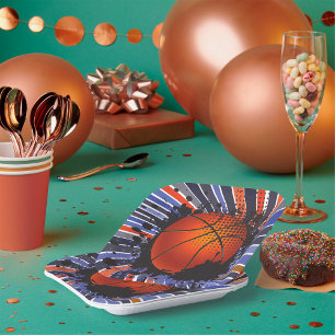 Retro Basketball Play Ball Sports Paper Plates