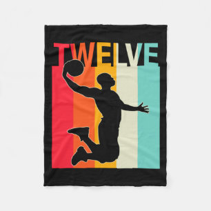 Retro basketball player 12 years for men boy t fleece blanket