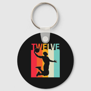 Retro basketball player 12 years for men boy t key ring