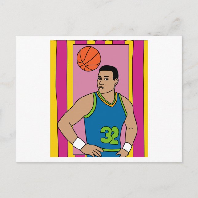 Retro Basketball Player Hobby Postcard (Front)