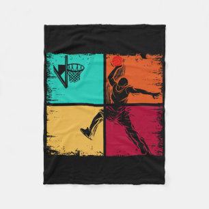 Retro Basketball Player Lover Sports Team Men Boys Fleece Blanket