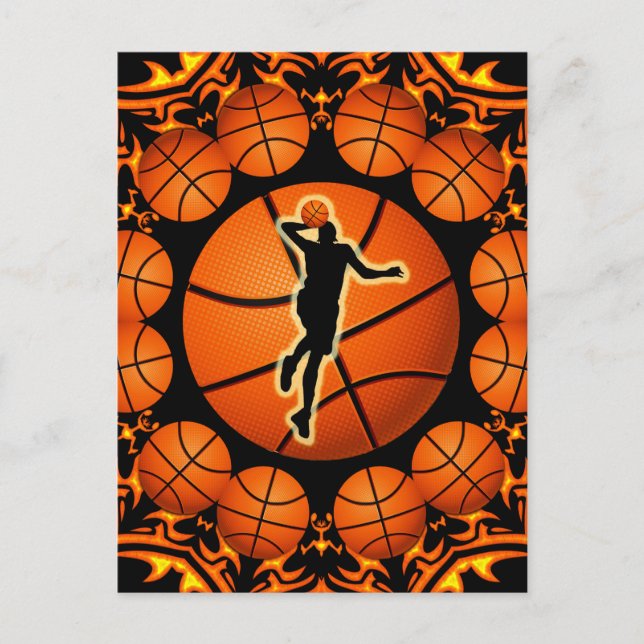 RETRO BASKETBALL PLAYER POSTCARD (Front)