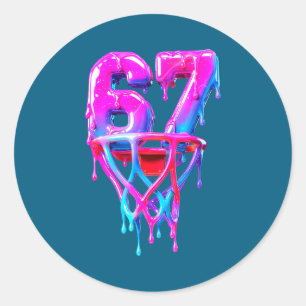 Retro Basketball Six 67 Seven Drip Classic Round Sticker
