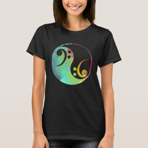 Retro Bass Clef Yin and Yang Bass Guitar Player Gu T-Shirt