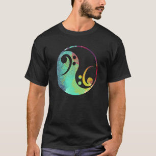 Retro Bass Clef Yin and Yang Bass Guitar Player Gu T-Shirt