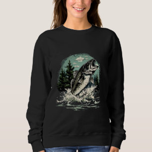 Retro bass fisherman fishing for bass whisperer sweatshirt