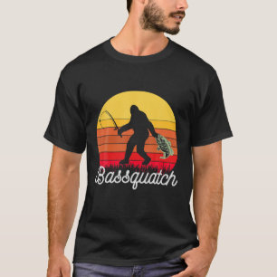 Retro Bassquatch Bigfoot Fishing Sasquatch T-Shirt