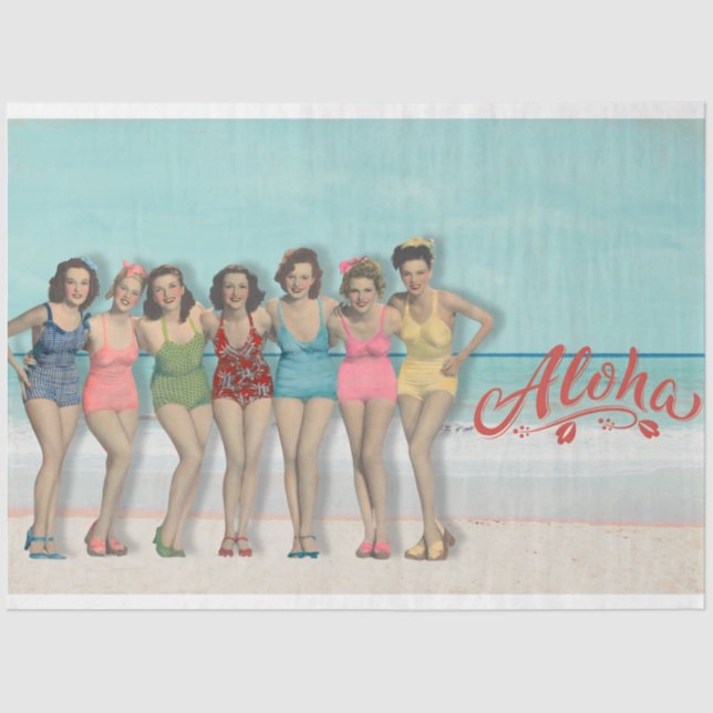 Retro Bathing Beauties Decoupage Tissue Paper  (Front)