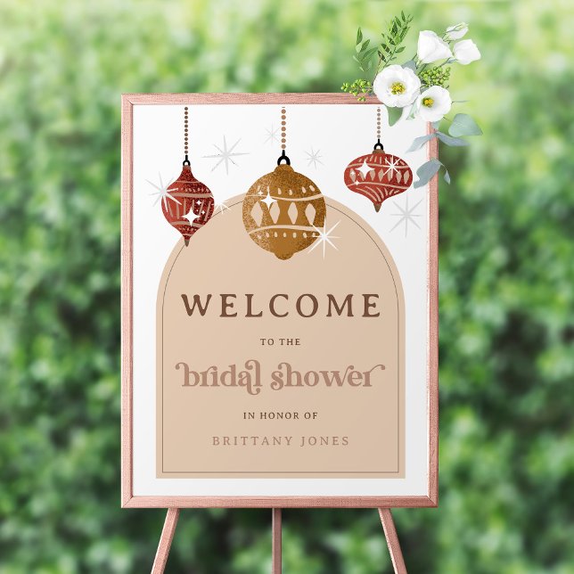 Retro Bauble Christmas Bridal Shower Welcome sign (Creator Uploaded)