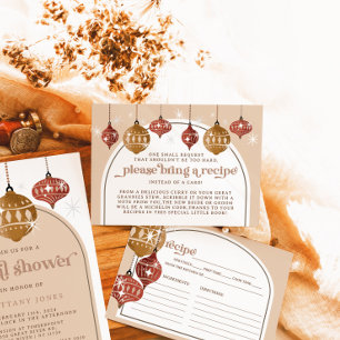 Retro Bauble Ornament Christmas Bridal Recipe  Enclosure Card